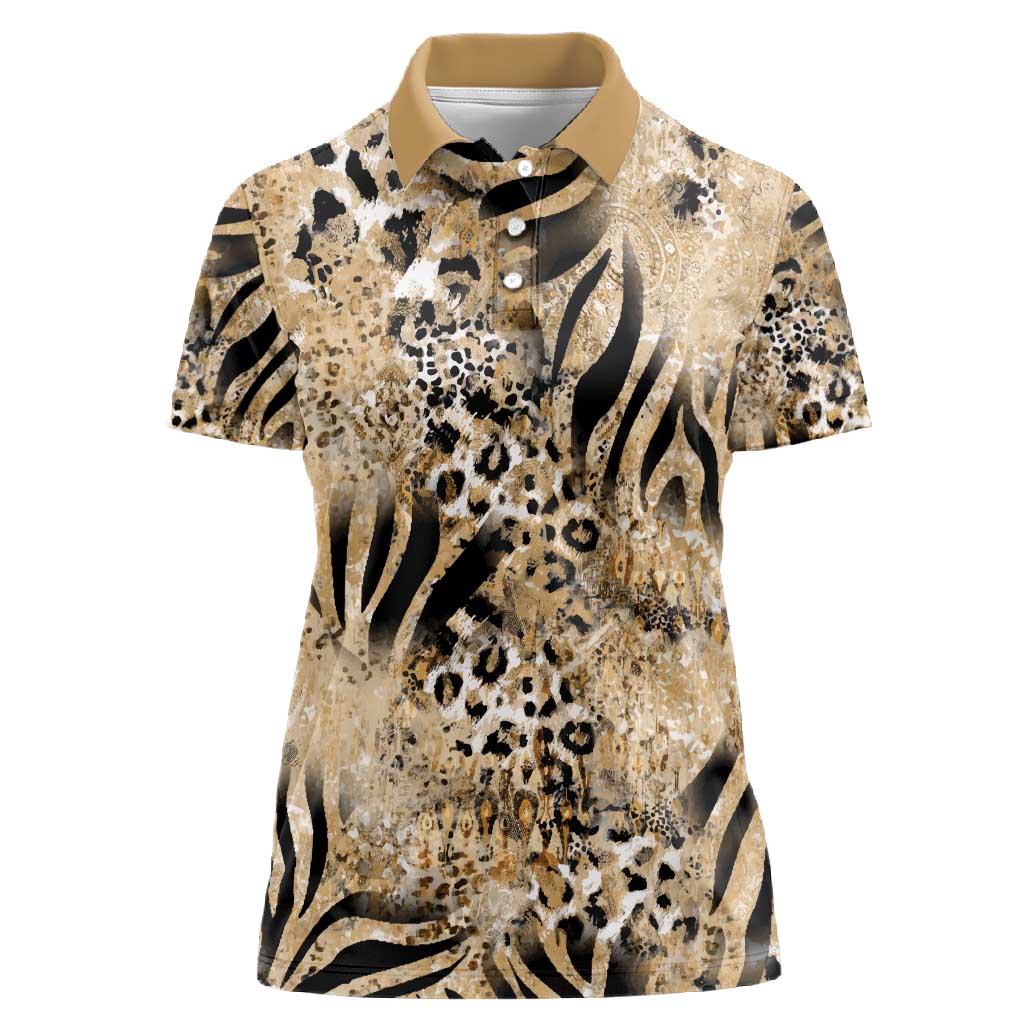 African Wild Animal Skins Women Polo Shirt Zebra Tiger Leopard Mix Skin - African Pride