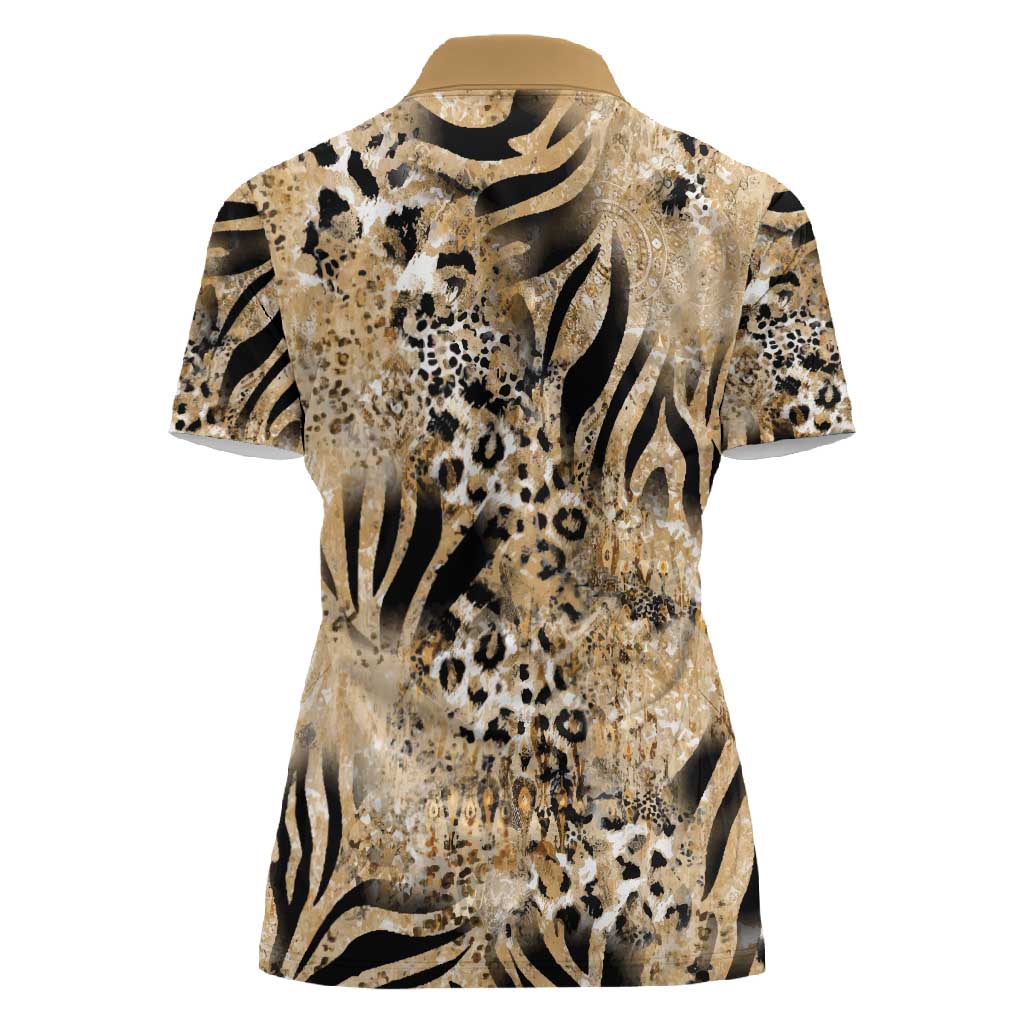 African Wild Animal Skins Women Polo Shirt Zebra Tiger Leopard Mix Skin - African Pride