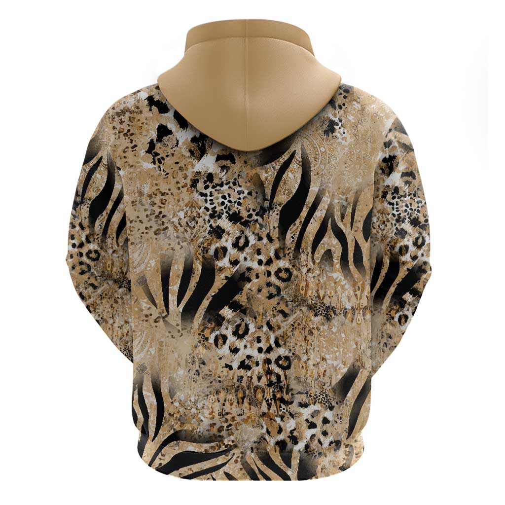 African Wild Animal Skins Zip Hoodie Zebra Tiger Leopard Mix Skin - African Pride