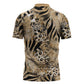 African Wild Animal Skins Zipper Polo Shirt Zebra Tiger Leopard Mix Skin