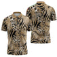 African Wild Animal Skins Zipper Polo Shirt Zebra Tiger Leopard Mix Skin