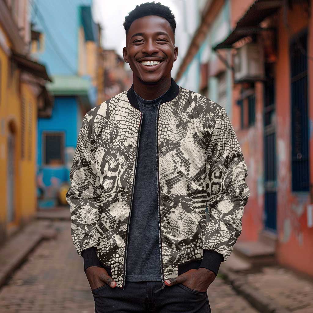 African Wild Animal Skins Bomber Jacket Snake and Crocodile Mix Skin - African Pride