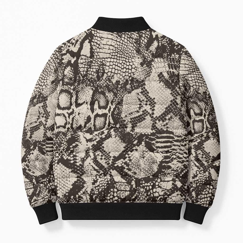 African Wild Animal Skins Bomber Puffer Jacket Snake and Crocodile Mix Skin