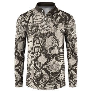 African Wild Animal Skins Button Sweatshirt Snake and Crocodile Mix Skin