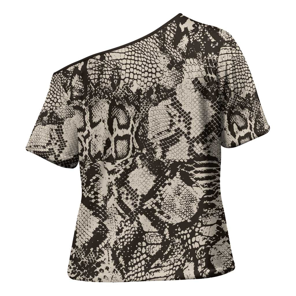 African Wild Animal Skins Cross Shoulder Shirt Snake and Crocodile Mix Skin