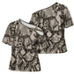 African Wild Animal Skins Cross Shoulder Shirt Snake and Crocodile Mix Skin
