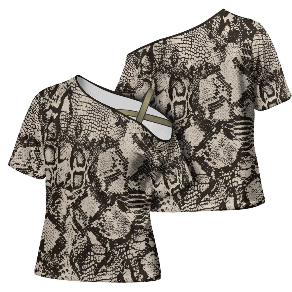 African Wild Animal Skins Cross Shoulder Shirt Snake and Crocodile Mix Skin