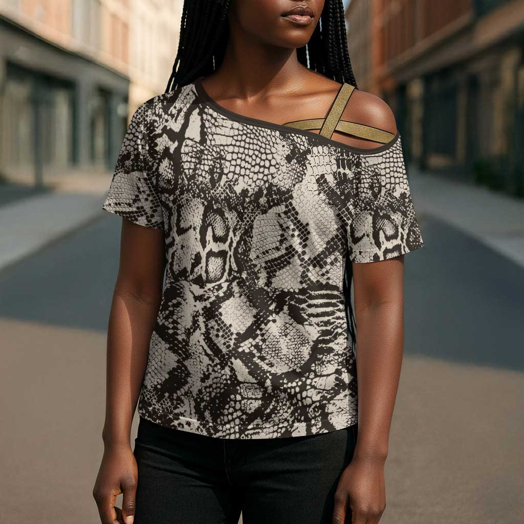 African Wild Animal Skins Cross Shoulder Shirt Snake and Crocodile Mix Skin