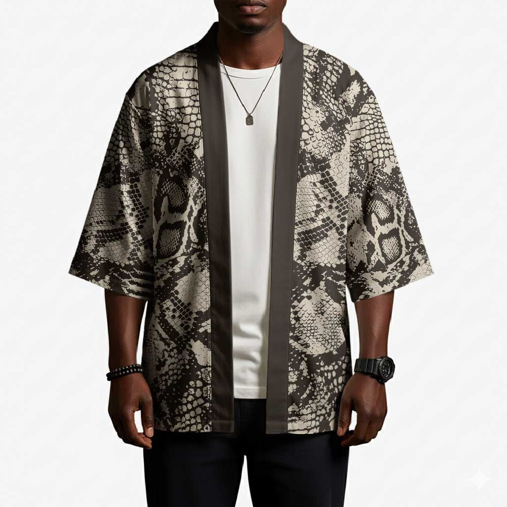 African Wild Animal Skins Kimono Snake and Crocodile Mix Skin