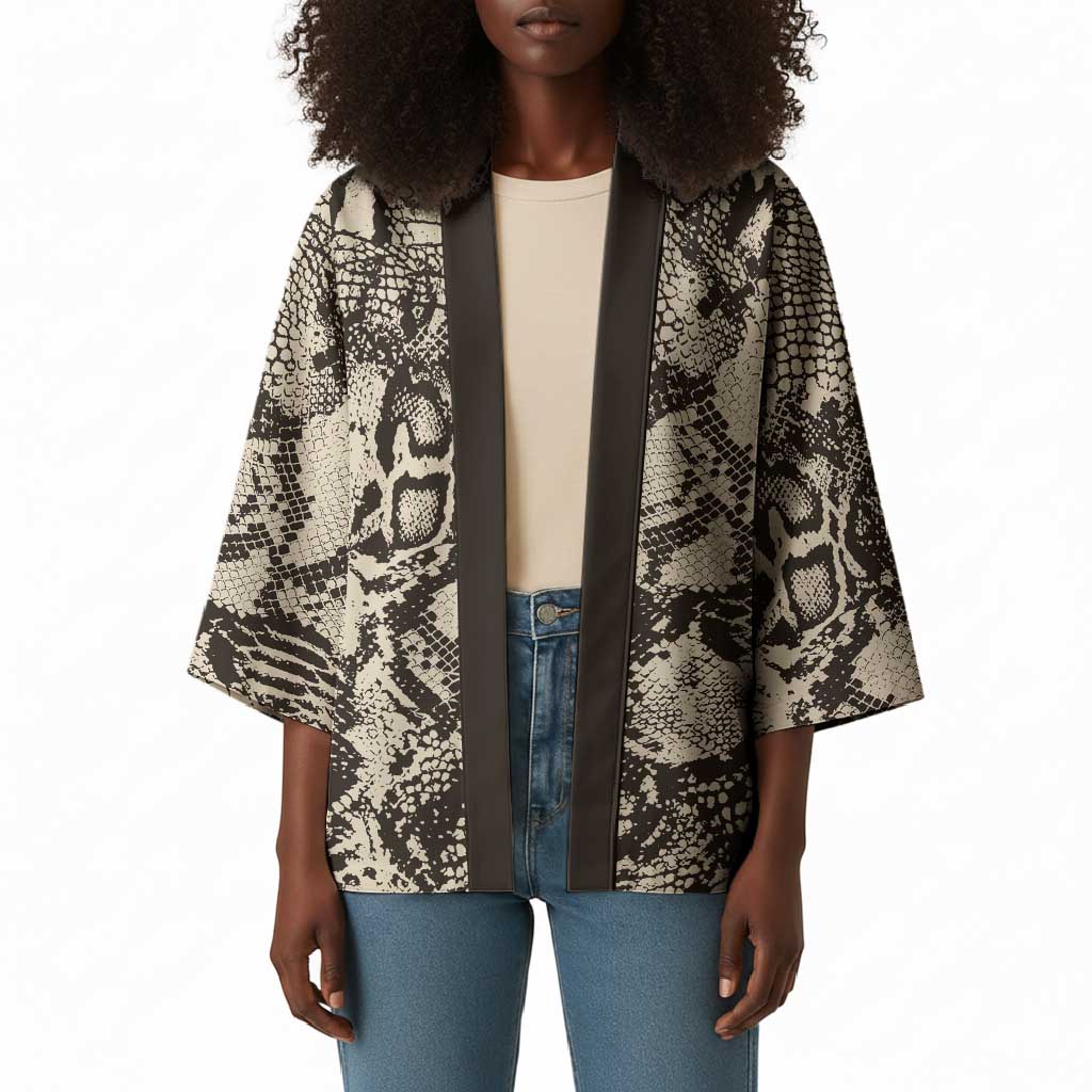 African Wild Animal Skins Kimono Snake and Crocodile Mix Skin