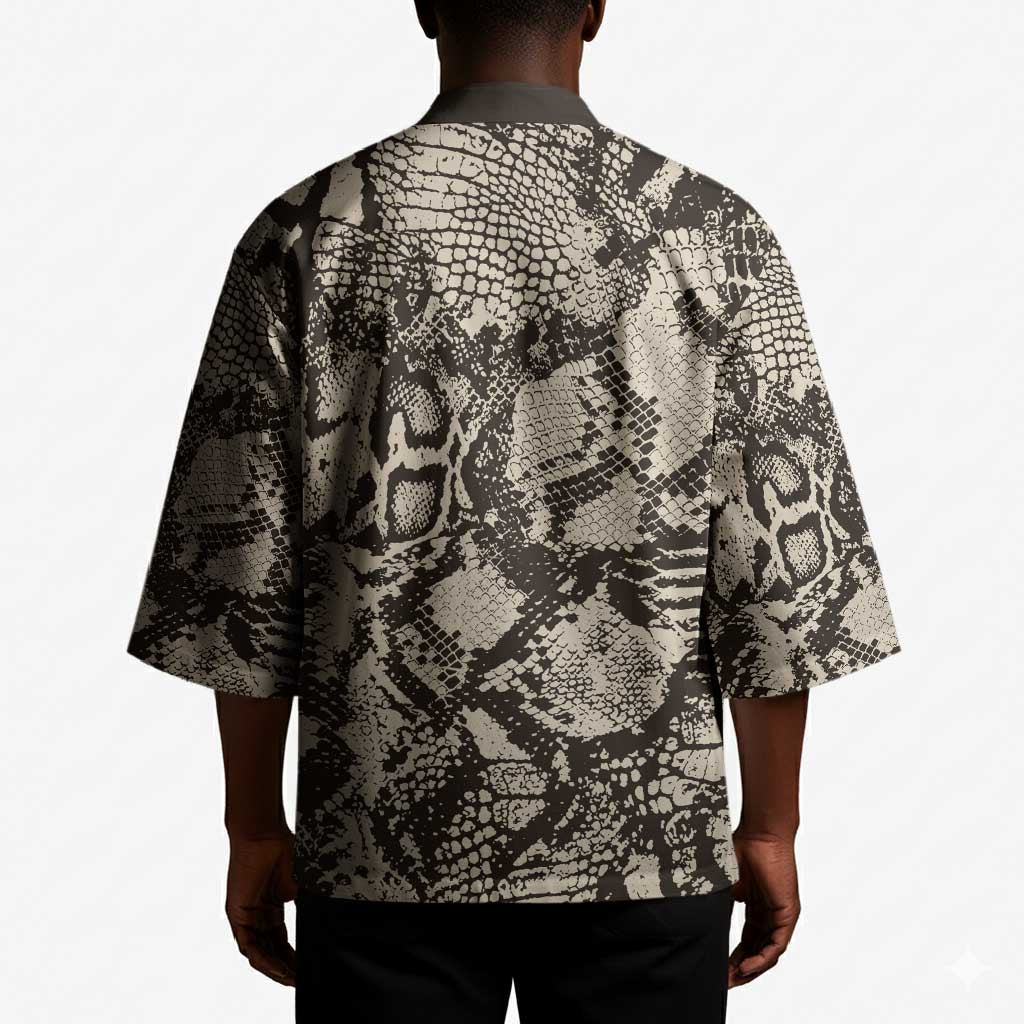 African Wild Animal Skins Kimono Snake and Crocodile Mix Skin