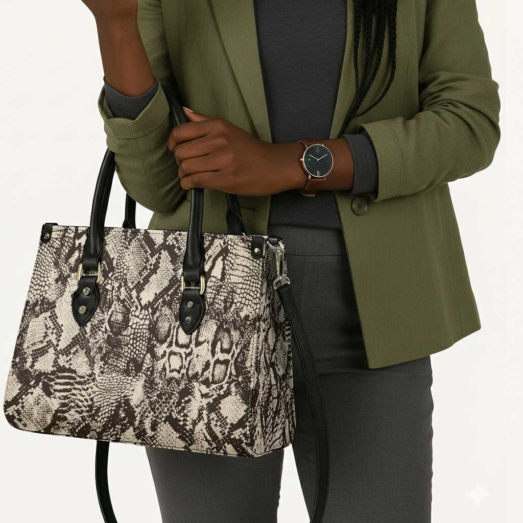 African Wild Animal Skins Leather Bag Snake and Crocodile Mix Skin