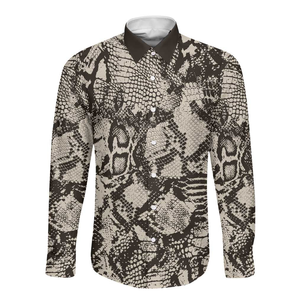 African Wild Animal Skins Long Sleeve Button Shirt Snake and Crocodile Mix Skin - African Pride