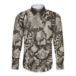 African Wild Animal Skins Long Sleeve Button Shirt Snake and Crocodile Mix Skin - African Pride
