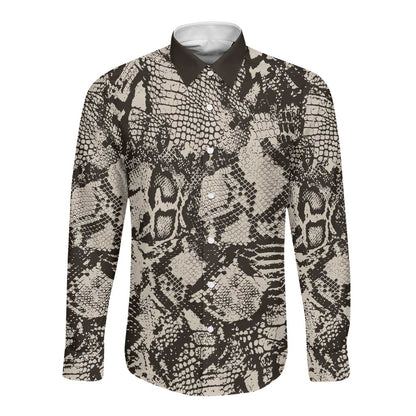 African Wild Animal Skins Long Sleeve Button Shirt Snake and Crocodile Mix Skin - African Pride