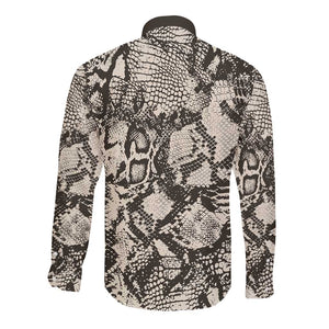 African Wild Animal Skins Long Sleeve Button Shirt Snake and Crocodile Mix Skin - African Pride