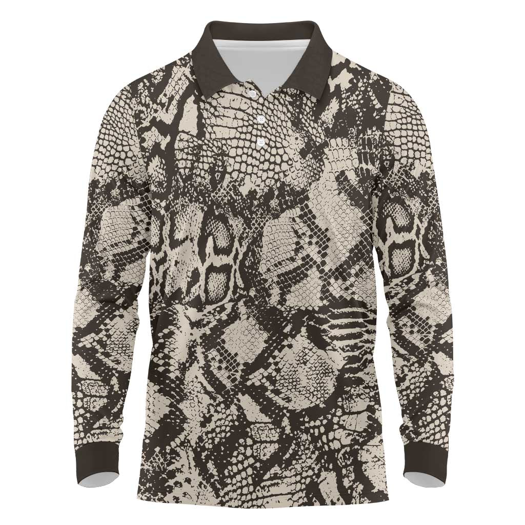 African Wild Animal Skins Long Sleeve Polo Shirt Snake and Crocodile Mix Skin - African Pride