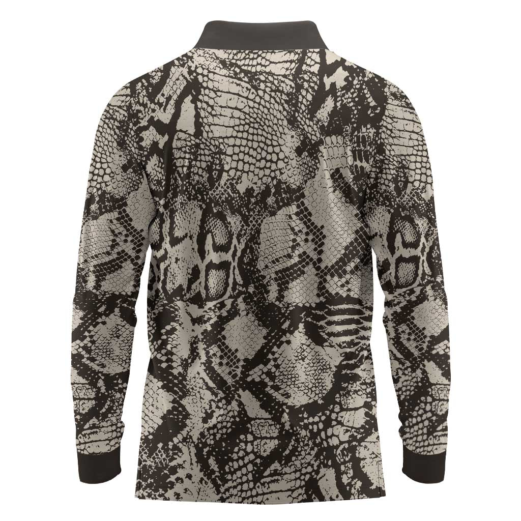 African Wild Animal Skins Long Sleeve Polo Shirt Snake and Crocodile Mix Skin - African Pride