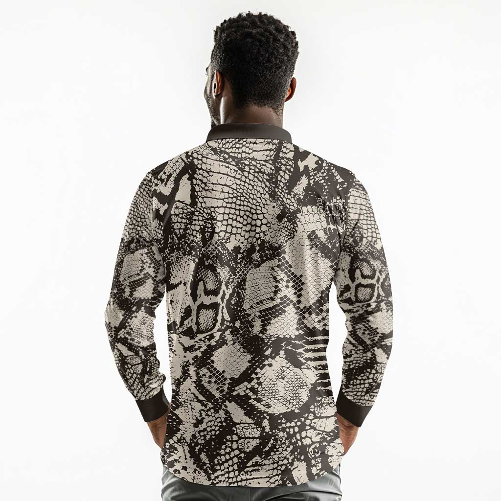 African Wild Animal Skins Long Sleeve Polo Shirt Snake and Crocodile Mix Skin - African Pride