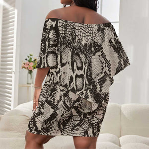 African Wild Animal Skins Off Shoulder Short Dress Snake and Crocodile Mix Skin - African Pride