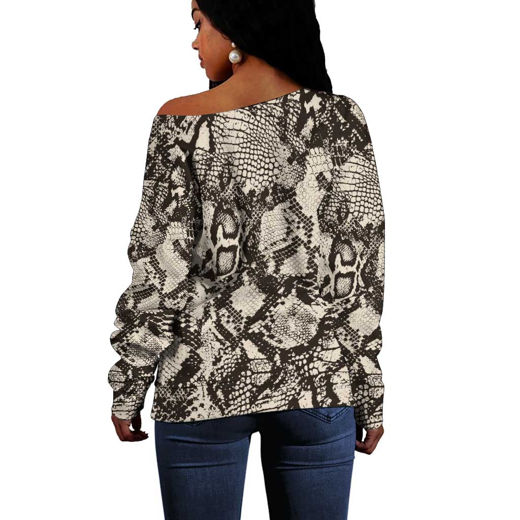 African Wild Animal Skins Off Shoulder Sweater Snake and Crocodile Mix Skin - African Pride