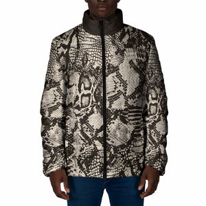African Wild Animal Skins Padded Jacket Snake and Crocodile Mix Skin