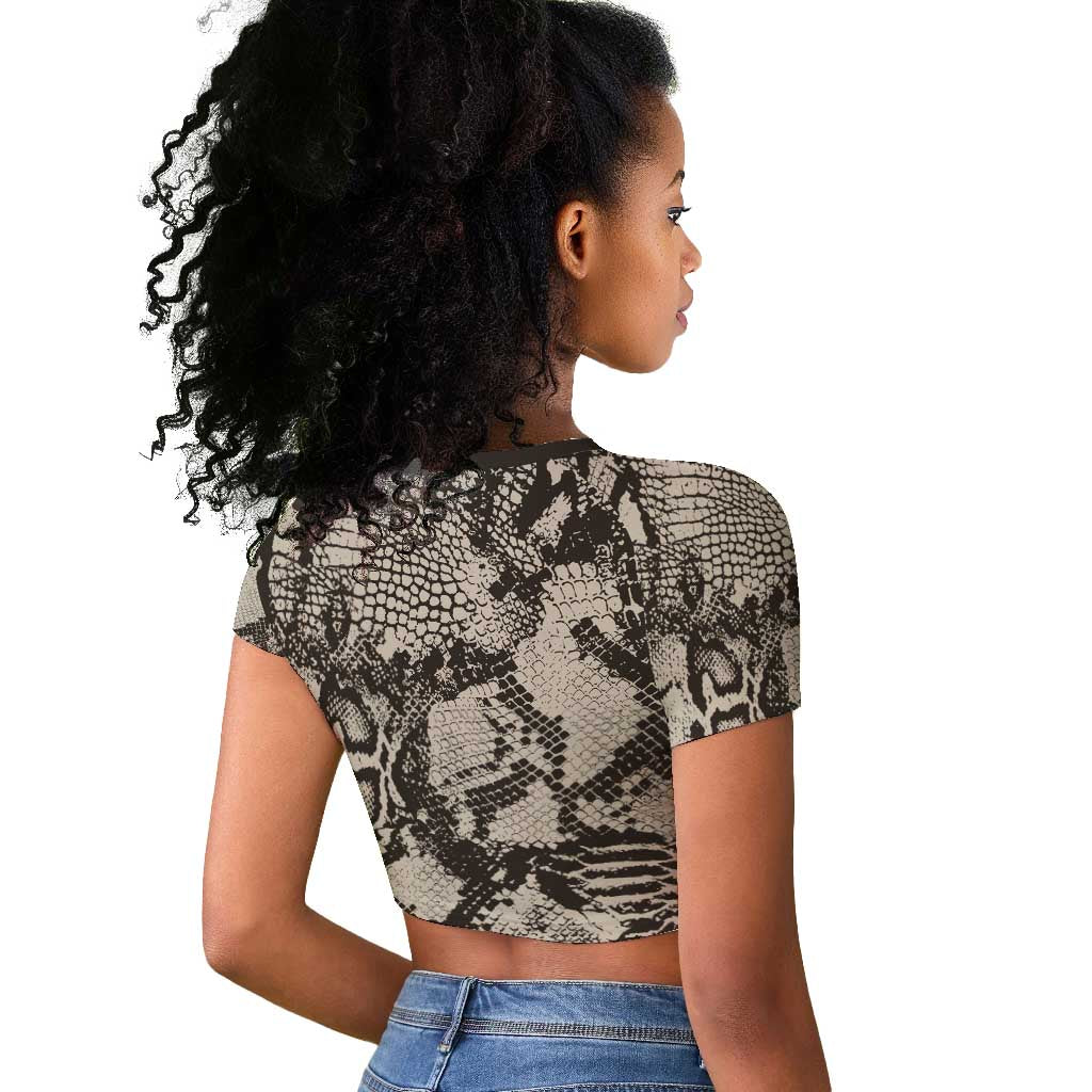African Wild Animal Skins Raglan Cropped T shirt Snake and Crocodile Mix Skin - African Pride