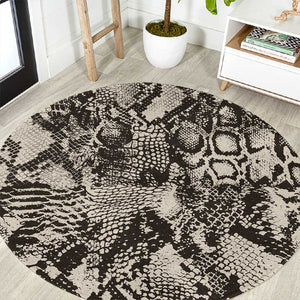 African Wild Animal Skins Round Carpet Snake and Crocodile Mix Skin - African Pride