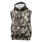 African Wild Animal Skins Sleeveless Zip Hoodie Snake and Crocodile Mix Skin - African Pride