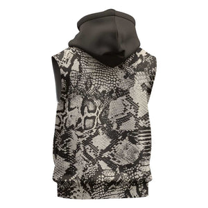 African Wild Animal Skins Sleeveless Zip Hoodie Snake and Crocodile Mix Skin - African Pride