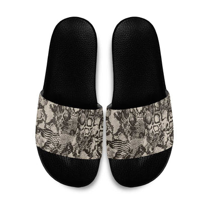 African Wild Animal Skins Slide Sandals Snake and Crocodile Mix Skin