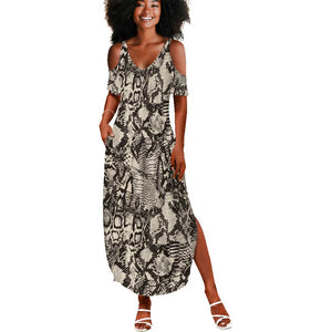 African Wild Animal Skins Summer Maxi Dress Snake and Crocodile Mix Skin - African Pride
