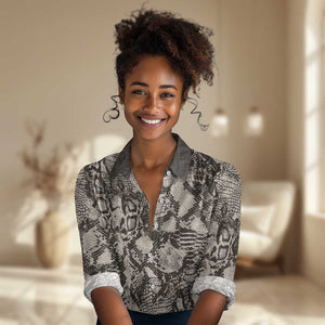 African Wild Animal Skins Women Casual Shirt Snake and Crocodile Mix Skin - African Pride