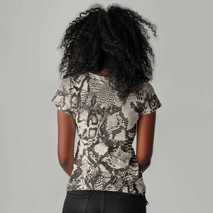 African Wild Animal Skins Women V-Neck T-Shirt Snake and Crocodile Mix Skin - African Pride