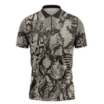 African Wild Animal Skins Zipper Polo Shirt Snake and Crocodile Mix Skin