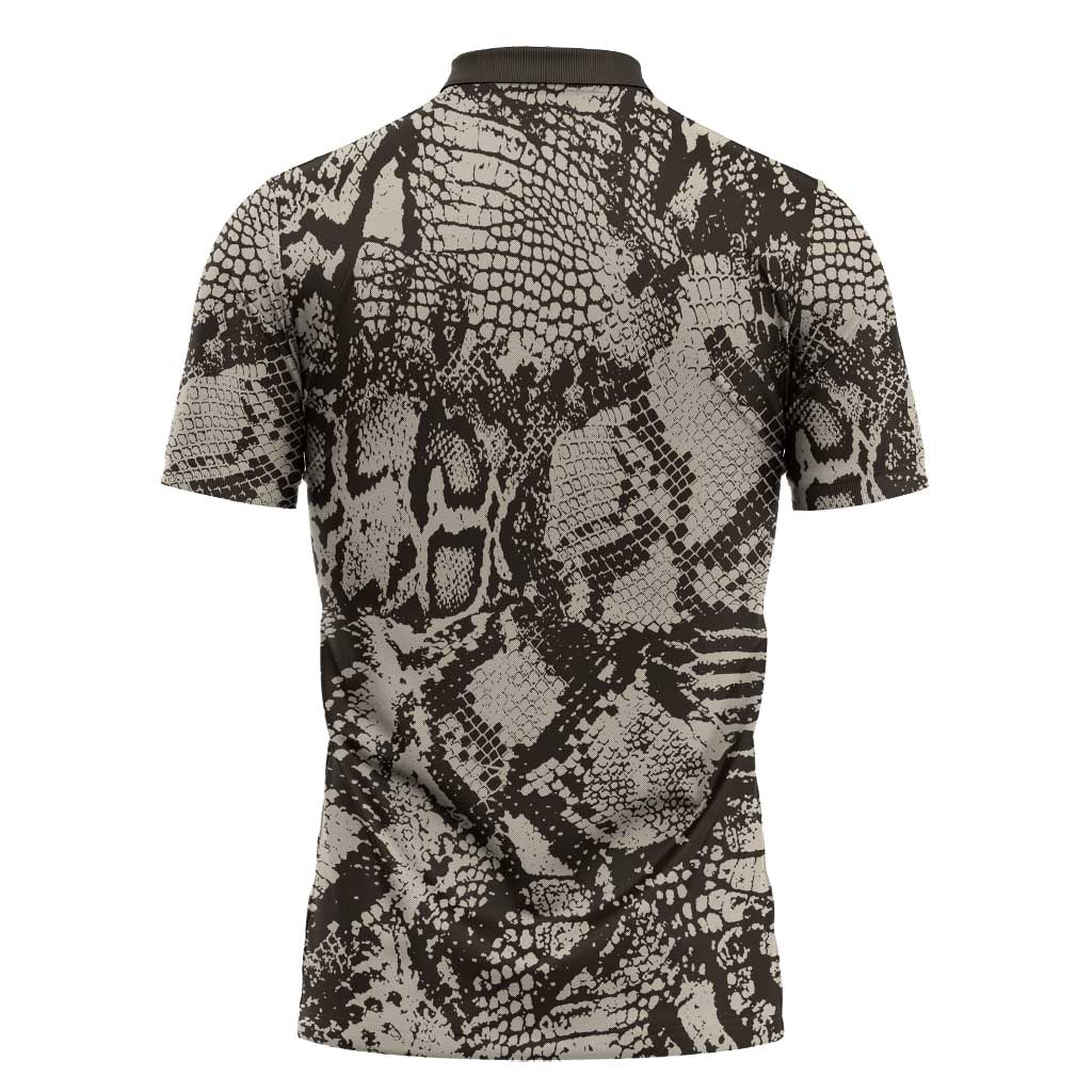 African Wild Animal Skins Zipper Polo Shirt Snake and Crocodile Mix Skin