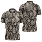 African Wild Animal Skins Zipper Polo Shirt Snake and Crocodile Mix Skin