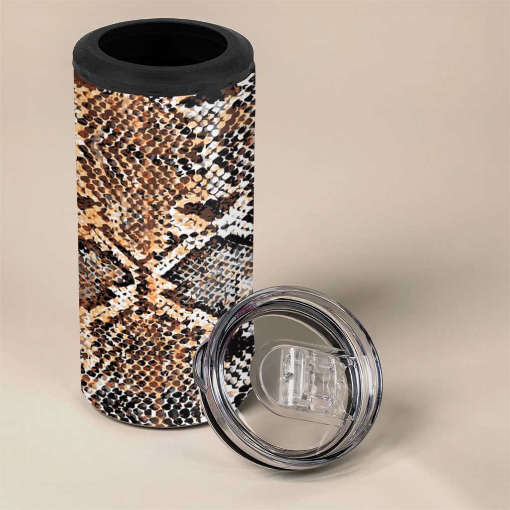African Wild Animal Skins 4 in 1 Can Cooler Tumbler Vintage Snake Skin Pattern - African Pride