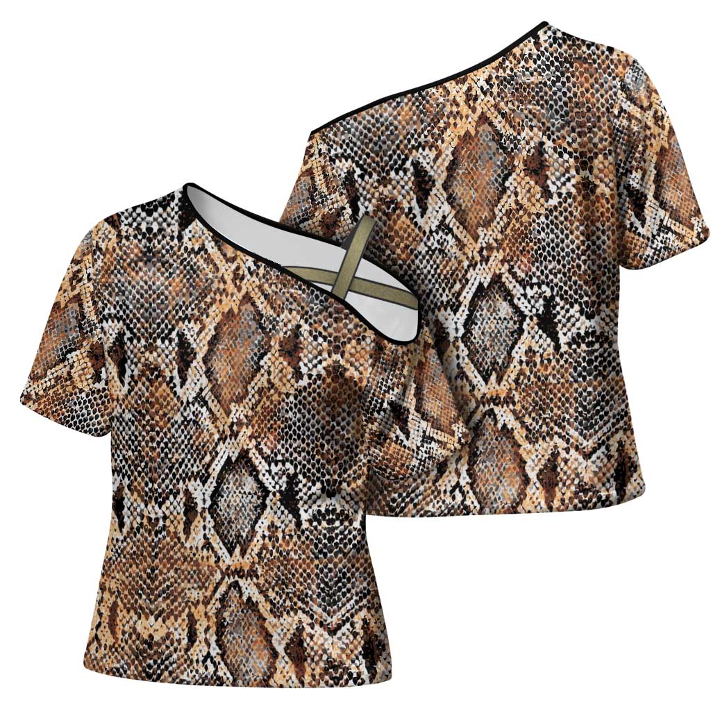 African Wild Animal Skins Cross Shoulder Shirt Vintage Snake Skin Pattern