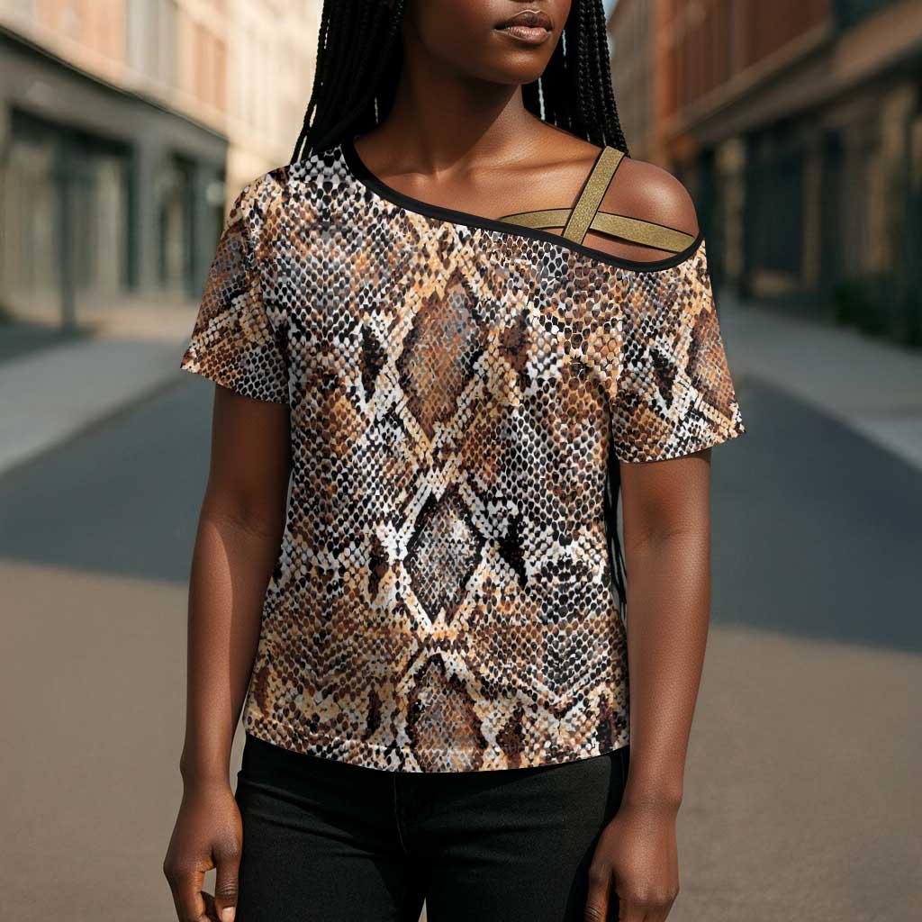 African Wild Animal Skins Cross Shoulder Shirt Vintage Snake Skin Pattern
