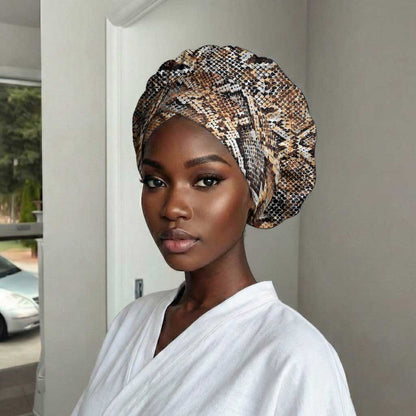 African Wild Animal Skins Easy Headwrap Vintage Snake Skin Pattern