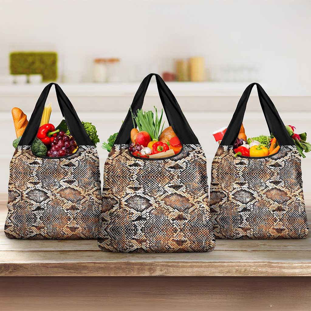 African Wild Animal Skins Grocery Bag Vintage Snake Skin Pattern - African Pride