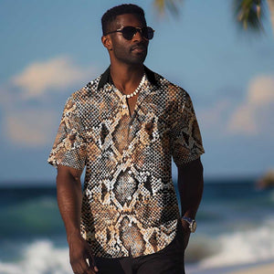 African Wild Animal Skins Hawaiian Shirt Vintage Snake Skin Pattern - African Pride