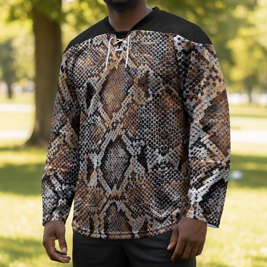 African Wild Animal Skins Hockey Jersey Vintage Snake Skin Pattern