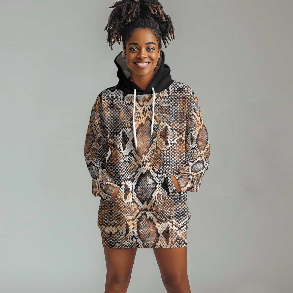African Wild Animal Skins Hoodie Dress Vintage Snake Skin Pattern - African Pride
