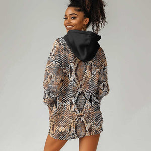 African Wild Animal Skins Hoodie Dress Vintage Snake Skin Pattern - African Pride
