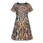 African Wild Animal Skins Kid Short Sleeve Dress Vintage Snake Skin Pattern - African Pride
