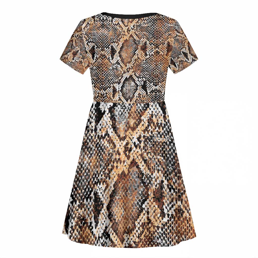 African Wild Animal Skins Kid Short Sleeve Dress Vintage Snake Skin Pattern - African Pride