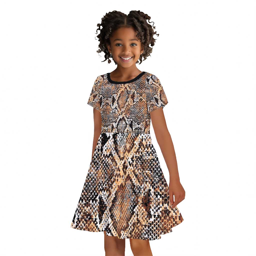 African Wild Animal Skins Kid Short Sleeve Dress Vintage Snake Skin Pattern - African Pride