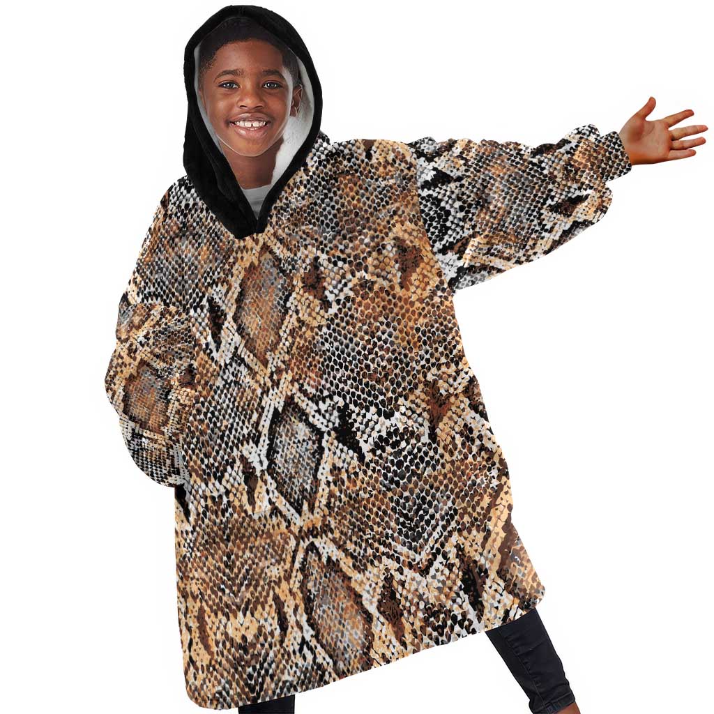 African Wild Animal Skins Kid Wearable Blanket Hoodie Vintage Snake Skin Pattern - African Pride